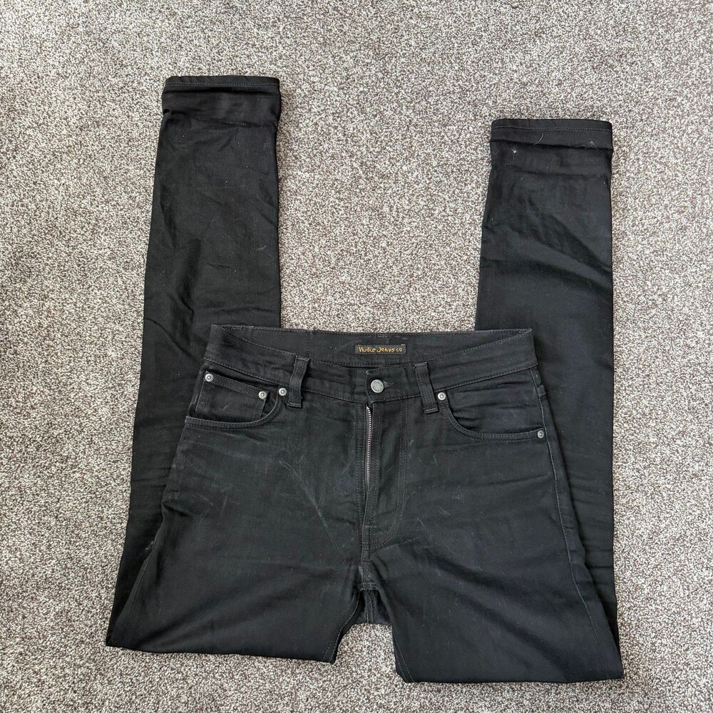 Nudie Jeans Co Men's Size 30x34 Black 100% Organic Cotton Rigid Denim Pants